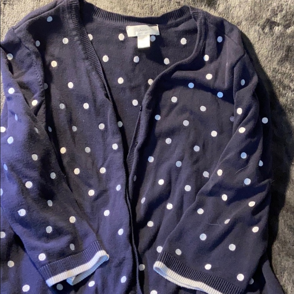 Blue with white polka dot cardigan